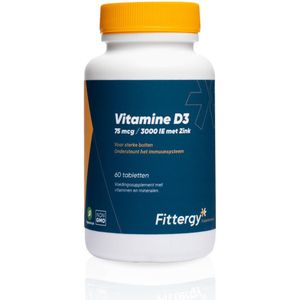 2x Fittergy Supplements Vitamine D3 75mcg Met Zink 60 tabletten