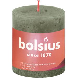 Bolsius Stompkaars Fresh Olive Ø68 mm - Hoogte 8 cm - Olijfgroen - 35 branduren