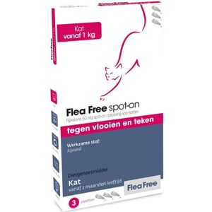 Flea Free Spot On Anti Vlooiendruppels Kat vanaf 1 kg 3 pipetten