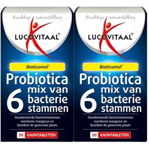 2x Lucovitaal Probiotica Mix van 6 Bacteriënstammen 30 kauwtabletten