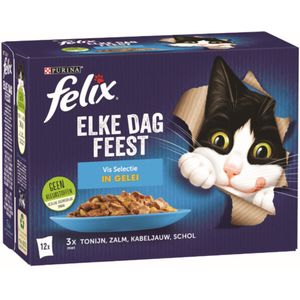 4x Felix Elke Dag Feest Vis Selectie in Gelei 12 x 85 gr