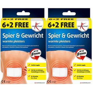 Lucovitaal - Spier & Gewricht Warmtepleister Rug Maxi - 8 Stuks - XL-formaat 13 x 19 cm