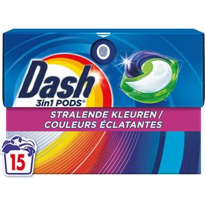 2e halve prijs: Dash Wasmiddelcapsules 3in1 Pods Stralende Kleuren 15 stuks