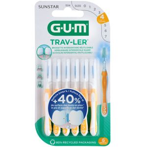 6x GUM Trav-Ler Ragers Geel 1.3mm 6 stuks