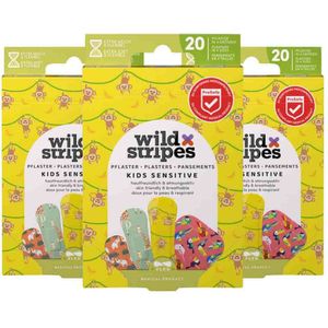 3x Wild Stripes Pleisters Kids Sensitive Jungle Vibe 20 stuks