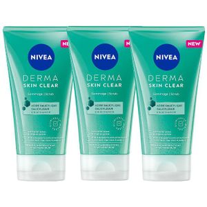 3x NIVEA Derma Skin Clear Gezichtsscrub 150 ml