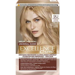 1+1 gratis: L'Oréal Excellence Crème Universal Nudes Permanente Haarkleuring 9U Universeel Zeer Lichtblond