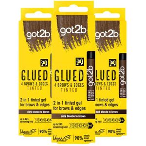 3x Got2b Glued 4 Brows & Edges Tinted Brown 16 ml