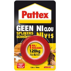 Pattex Geen Spijkers & Schroeven Montage Tape Binnen & Buiten 120 kg 1,5 meter