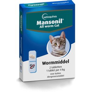 Mansonil All Worm Ontworming Tabletten Kat vanaf 4 kg 2 tabletten