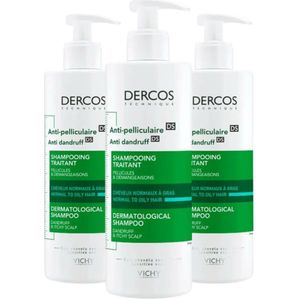 3x Vichy Dercos Anti-Roos Shampoo Normaal Tot Vet Haar 390 ml