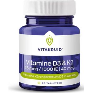 2x Vitakruid Vitamine D3 K2 90 tabletten