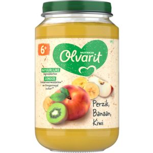 6x Olvarit Fruithapje 6m Perzik Banaan Kiwi 200 gr