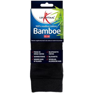 Lucovitaal Bamboe Sok Lang Zwart Maat 43-46 1 paar