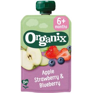 Organix Knijpfruit 6+m Appel Aardbei & Blauwe Bes 100 gr