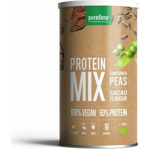 6x Purasana Vegan Erwt & Zonnebloem Proteine Mix Cacao BIO 400 gr