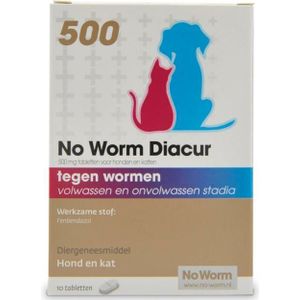 No Worm Diacur 500 Ontworming Hond en Kat 10 tabletten