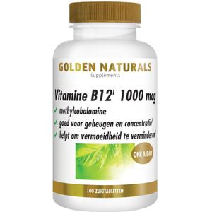 2x Golden Naturals Vitamine B12 1000mcg Vegan 100 zuigtabletten