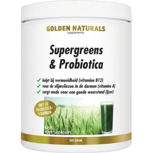 2x Golden Naturals Supergreens & Probiotica Poeder 300 gr