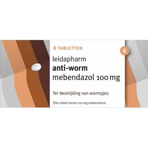 2x Leidapharm Anti-worm Mebendazol 100 mg 6 tabletten