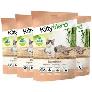 4x Kitty Friend Kattenbakvulling Vegetal Bamboo Clumping Litter 10 liter