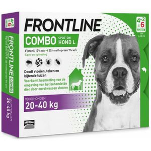 Frontline Combo Spot On Anti Vlooien en Teken Druppels Hond 20 - 40 kg 6 pipetten