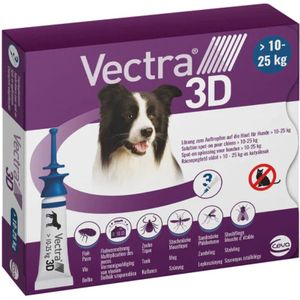 Vectra Anti-vlo & Teek 3D Hond M 10-25 kg 3 stuks
