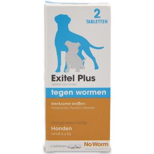 No Worm Exitel Plus Ontworming Tabletten Hond vanaf 0,5 kg 2 tabletten