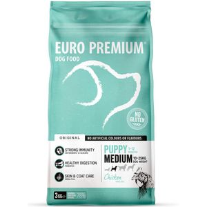 4x Euro-Premium Puppy Medium Kip - Rijst 3 kg