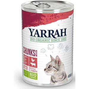 12x Yarrah Bio Kattenvoer Chunks Kip - Rund 405 gr