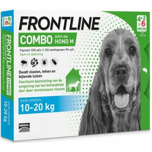 Frontline Combo Spot On Anti Vlooien en Teken Druppels Hond 10 - 20 kg 6 pipetten