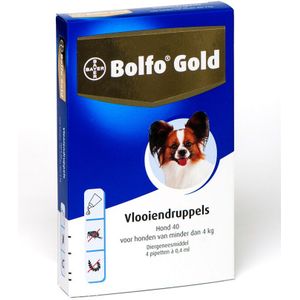 Bolfo Gold Anti Vlooiendruppels Hond tot 4 kg 4 pipetten