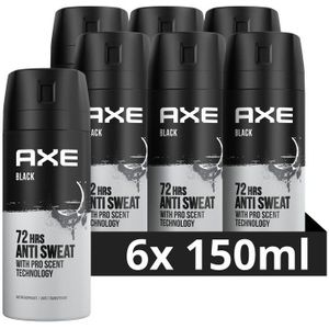 6x Axe Anti-Transpirant Spray Black Dry 150 ml