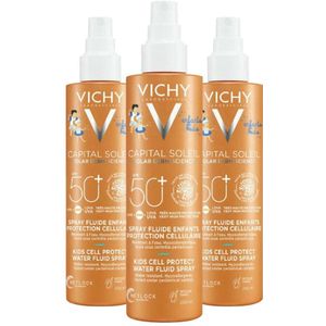 3x Vichy Capital Soleil Kids Cell Protect Spray SPF 50+ Gezicht en Lichaam 200 ml