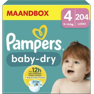 Pampers Baby Dry Luiers Maat 4 (9-14 kg) 204 stuks
