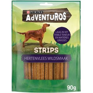 6x Adventuros Hondensnack Strips Hertensmaak 90 gr