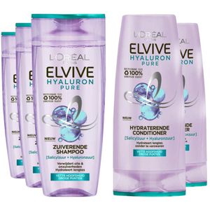L'Oréal Elvive Hyaluron Pure - Shampoo 3 x 250 ml & Conditioner 2 x 200 ml - Pakket