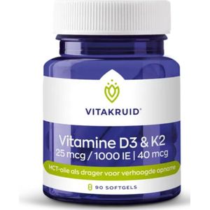 2x Vitakruid Vitamine D3 K2 In MCT-olie 90 softgels