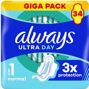 6x Always Maandverband Ultra Dag Normal 34 stuks