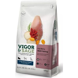 Vigor & Sage Hondenvoer Large Breed Puppy Well-Being Gojiberry 12 kg