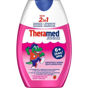 12x Theramed Tandpasta 2 in1 Junior Aardbeismaak 6+ 75 ml