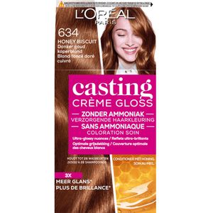 6x L'Oréal Casting Crème Gloss Semi-Permanente Haarkleuring 634 Honey Biscuit - Donker Goud Koperblond