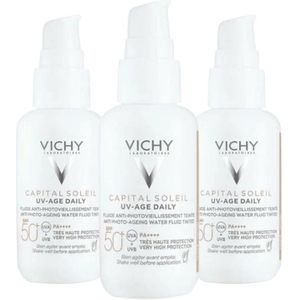 3x Vichy Capital Soleil UV-Age Dagelijkse SPF 50+ Getint 40 ml