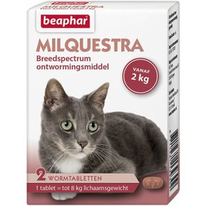Beaphar Milquestra Ontworming Tabletten Kat 2 - 12 kg 2 tabletten
