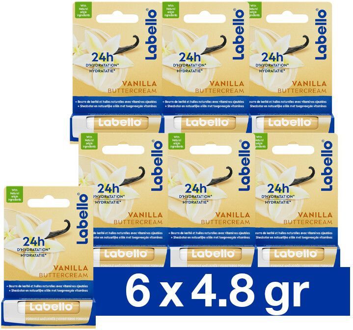 Labello Lippenbalsem Vanilla Buttercream - 6 x 4.8 gr - Voordeelverpakking