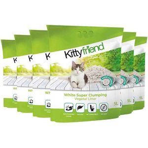 6x Kitty Friend Kattenbakvulling Vegetal White Super Clumping Litter 5 liter