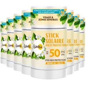 8x Lovea Sun Zonnebrand stick Face & Sensitive Areas High Protection SPF 50 40 gr