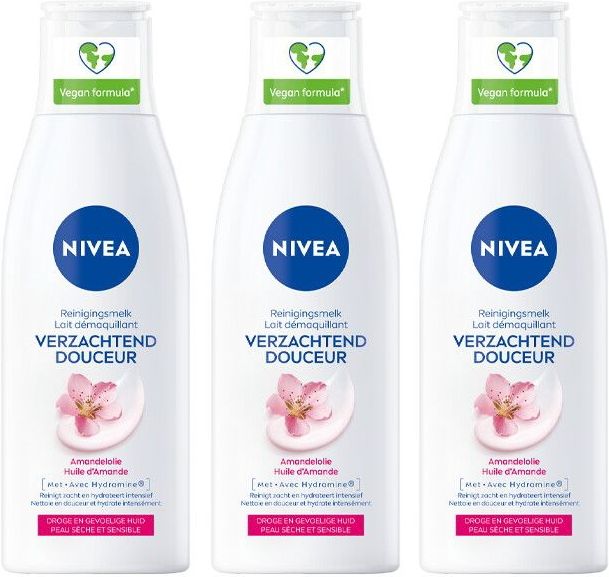 NIVEA Reinigingsmelk Verzachtend - 3 x 200 ml - Voordeelverpakking