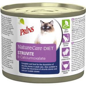 6x Prins NatureCare Diet Struvite & Calciumoxalate Kattenvoer Nat 200 gr