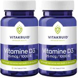 2x Vitakruid Vitamine D3 25 mcg 120 tabletten